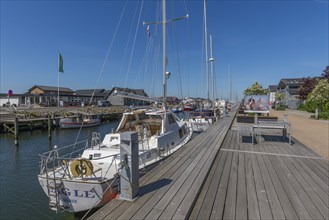 Bogense on the Kattegat, harbour with fishing boats and yachts, maritime flair, Fyn, island of