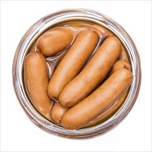 Some Mini Sausages isolated on pure white background