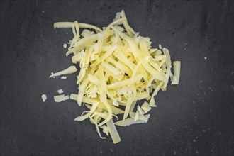 Fresh made Grated Cheese as detailed close-up shot