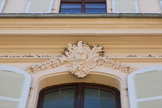 Stadion Castle Bönnigheim, detail, stone relief, window decoration, head, portrait, portrait in