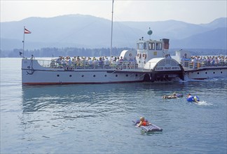 Paddle steamer Kaiser Franz Josef 1 operating on Lake Wolfgang in Salzkammergut, Austria, Europe.