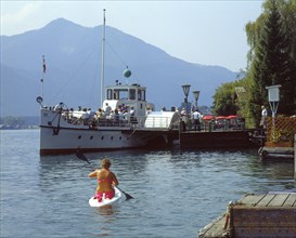 Paddle steamer Kaiser Franz Josef 1 operating on Lake Wolfgang in Salzkammergut, Austria, Europe.