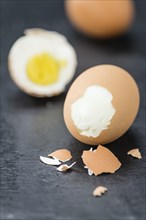 Some bolied Eggs (selective focus) as detailed close-up shot