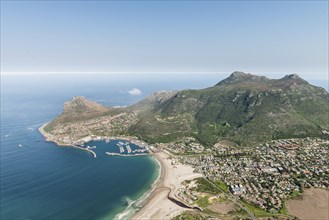 Hout Bay (Cape Town, South Africa) aerial view shot from a helicopter