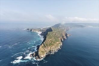 The famous Cape Point South Africa aerial view shot from a helicopter (with cape of good hope in