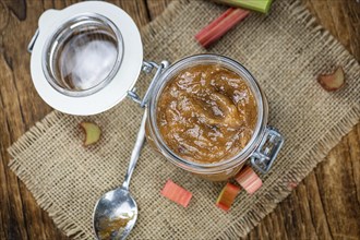 Portion of homemade Rhubarb Jam as close up shot (selective focus)