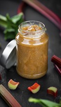 Portion of homemade Rhubarb Jam as close up shot (selective focus)