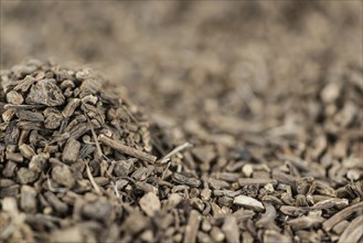 Dried Valerian roots as background image or as texture (close-up shot)