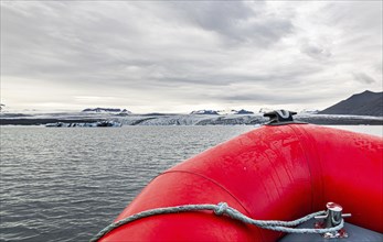 Boat excursion in the Jokulsarlon Glacier Lagoon (eastern part of Iceland)