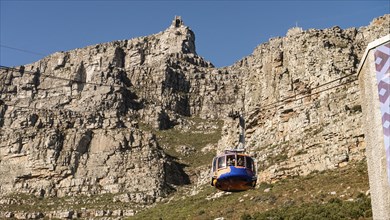 Cable car to the Table Mountain, Cape Town, South Africa during winter