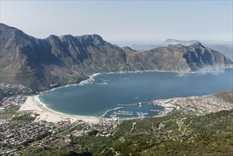 Hout Bay (Cape Town, South Africa) aerial view shot from a helicopter