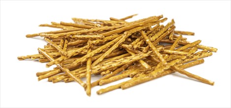 Some fresh made Sal Sticks as detailed close up shot isolated on white background