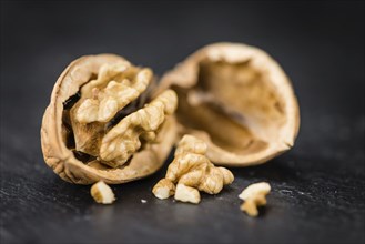 Portion of fresh Walnuts (close-up shot, selective focus)