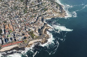 Cape Town, South Africa, (aerial shot from a helicopter) with focus on Sea Point, Africa