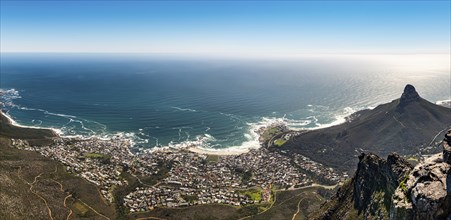 Camps Bay view from top of the Table Mountain South Africa during winter season