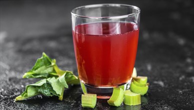 Portion of fresh made Rhubarb Spritzer (close up, selective focus)