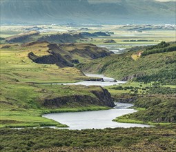 Spectacular view from the top of Grabrok Crater in western Iceland