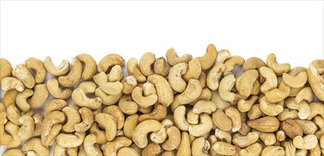 Cashew Nuts isolated on white background (close up shot, selective focus)