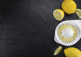 Fresh made Juice (lemon) on a vintage background (close-up shot)