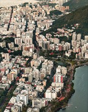 Rio de Janeiro aerial shot made from a helicopter (during sunset)