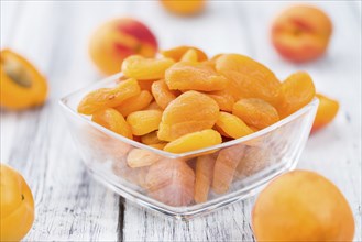 Portion of fresh Dried Apricots (close-up shot, selective focus)