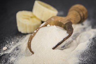 Banana Powder on a vintage background as detailed close-up shot, selective focus