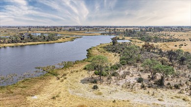 Helicopter Safari at the Okavango Delta, Botswana during a nice and sunny day