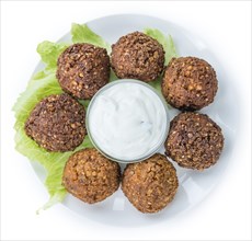 Falafel (close-up shot, selective focus) isolated on white background