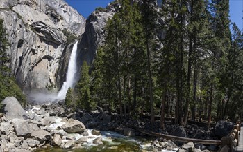 Lower Yosemite Falls at a sunny day, California, USA, North America