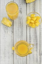 Some homemade Pineapple Juice as detailed close-up shot, selective focus