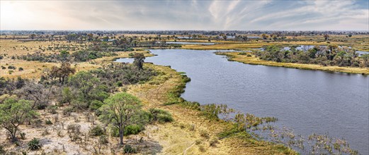 Helicopter Safari at the Okavango Delta, Botswana during a nice and sunny day