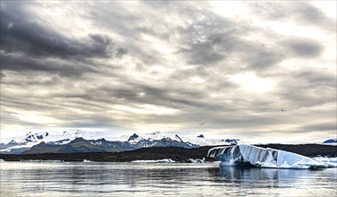 Famous Glacier Lagoon in Jokulsarlon Iceland during sunset