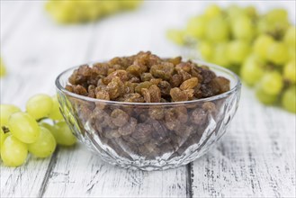 Portion of Raisins as detailed close-up shot, selective focus