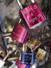 Padlock with love message from couples