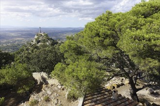 View from the Santuari de Sant Salvador to the cross of Es Picot Majorca Spain