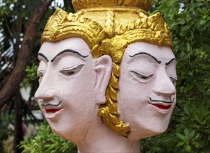 Four-faced guardian deity, Wat Si Muang, Vientiane, Laos, Asia