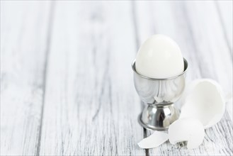 Portion of bolied Eggs (selective focus) as close-up shot