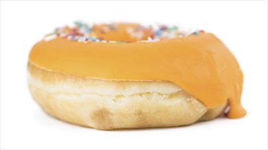 Fresh made Donuts isolated on white background (selective focus)