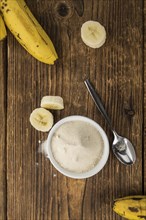 Banana Powder on a vintage background as detailed close-up shot, selective focus