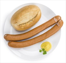 Portion of fresh made Wiener Sausages isolated on white background