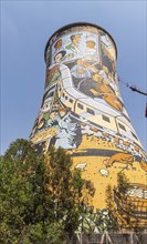 Power Station Cooling Tower in Soweto Townships, Johannesburg, South Africa at a sunny day