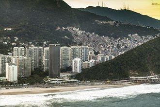 Rio de Janeiro aerial view shot from a helicopter during a wonderful sunset