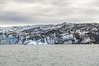 The famous Jokulsarlon Glacier Lagoon in the eastern part of Iceland during a cloudy day