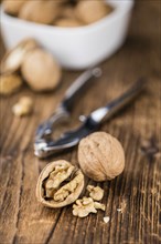 Portion of fresh Walnuts (close-up shot, selective focus)