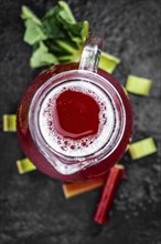 Portion of fresh made Rhubarb Spritzer (close up, selective focus)