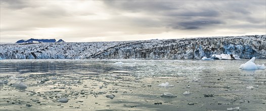 Jokulsarlon Glacier Lagoon in the eastern part of Iceland during a cloudy day