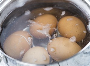 Some bolied Eggs (selective focus) as detailed close-up shot