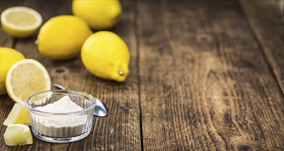 Portion of healthy Lemon powder (selective focus, close-up shot)