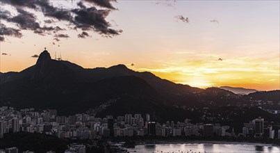 Rio de Janeiro during a spectacular sunset, view from Sugarloaf hill