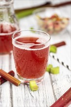 Portion of fresh made Rhubarb Spritzer (close up, selective focus)